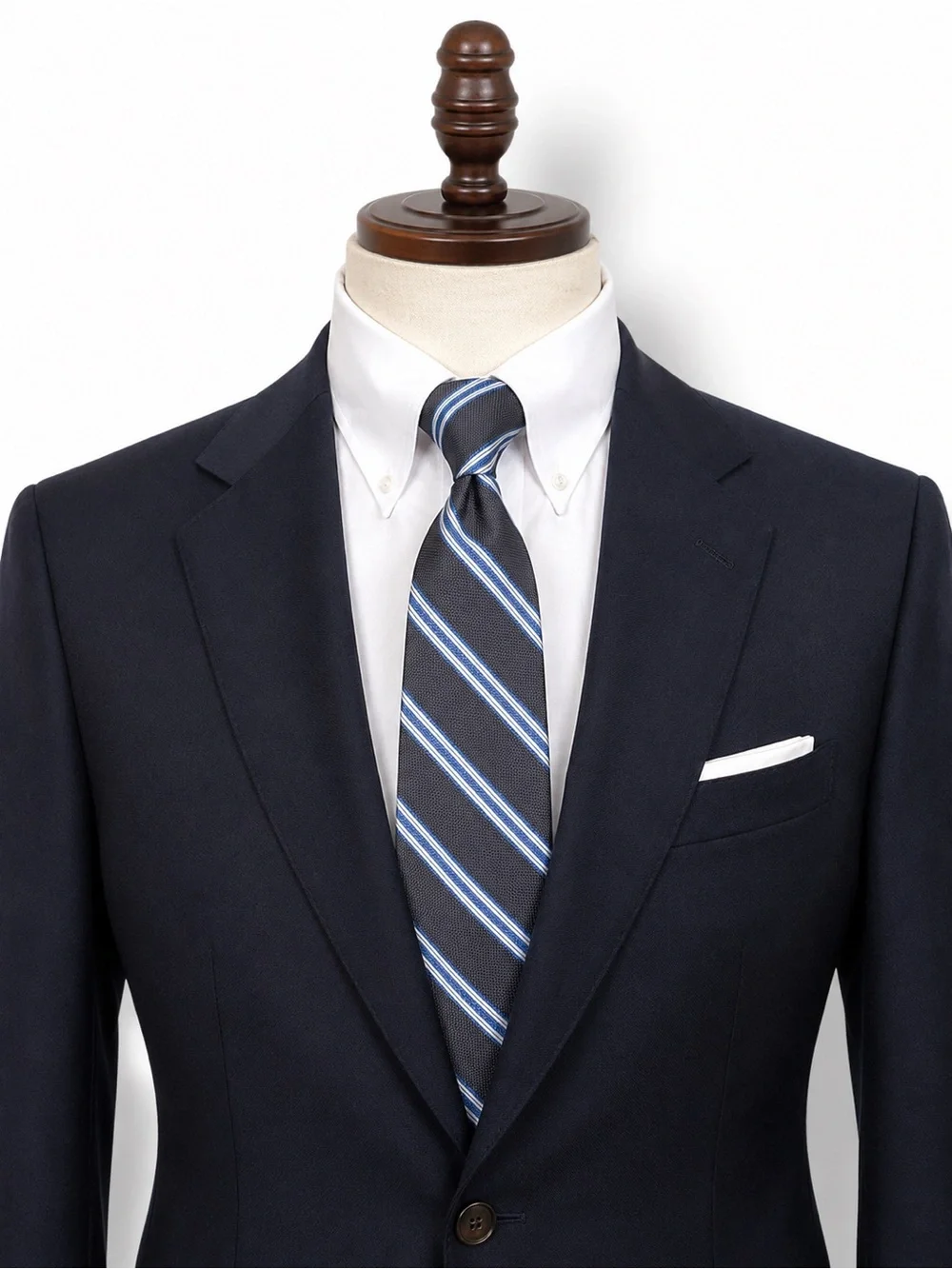 Brooks Brothers 100% Silk Tie Gray Blue Repp Stripe Men’s Necktie